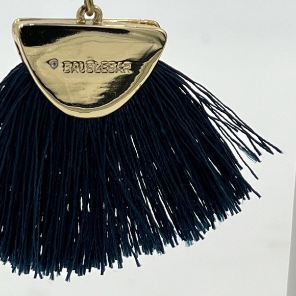 Baublebar Blue/White Ball with Blue Fringe Nautical Mamba Statement Earrings 3” - Picture 10 of 13